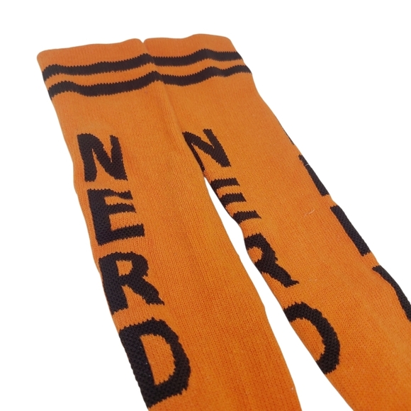 NERD | Classic Unisex Knee High Novelty Tube Socks in Orange & Brown (One Size) - Picture 5 of 8